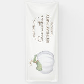 Rustieke Herfst Witte Pompoen Verjaardagsbanner Spandoek (Verticaal)