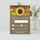 Rustieke Herfst Zonnebloem + Burlap Wedding RSVP K (Staand voorkant)