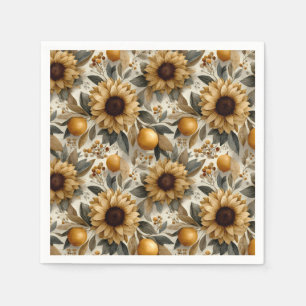 Rustieke herfst Zonnebloemen & Citrus Servet