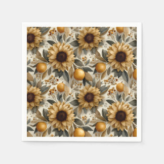Rustieke herfst Zonnebloemen & Citrus Servet