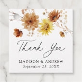 Rustieke herfst Zonnebloemen en Wildflowers Weddin Bedankjes Labels (Voorkant)