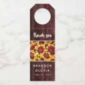 Rustieke herfst Zonnebloemen op hek Bruiloft Flessenhanger (Achterkant)