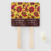 Rustieke herfst Zonnebloemen op hek Bruiloft Handwaaier (Voorkant en achterkant)