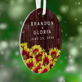 Rustieke herfst Zonnebloemen op hek Bruiloft Ornament