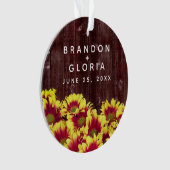 Rustieke herfst Zonnebloemen op hek Bruiloft Ornament (voorkant)