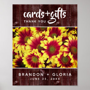 Rustieke herfst Zonnebloemen op hek Bruiloft Poster