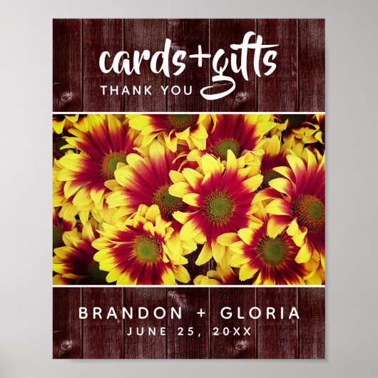 Rustieke herfst Zonnebloemen op hek Bruiloft Poster (Voorkant)