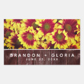 Rustieke herfst Zonnebloemen op hek Bruiloft Rechthoekige Sticker (Voorkant)