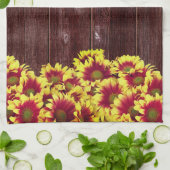 Rustieke herfst Zonnebloemen op hek Bruiloft Theedoek (Gevouwen)