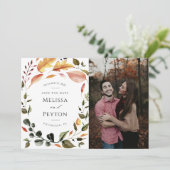 Rustieke Herfstbladeren Save the Date (Staand voorkant)