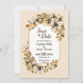 Rustieke herfstbloemen bruiloft save the date (Voorkant)