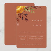 Rustieke herfstboeket Rust kleuring Trouw uitnodig Aankondiging (Voorkant / Achterkant)