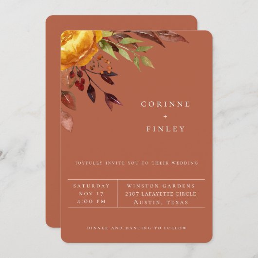 Rustieke herfstboeket Rust rouwkaart Aankondiging (Voorkant / Achterkant)