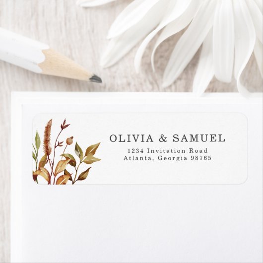 Rustieke herfstbruiloft gepersonaliseerd retouradr etiket (Insitu)