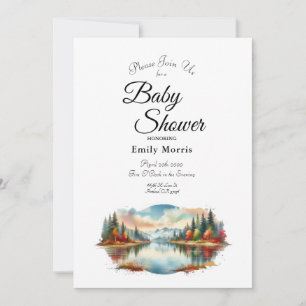 Rustieke herfstmeer bos babyshower kaart