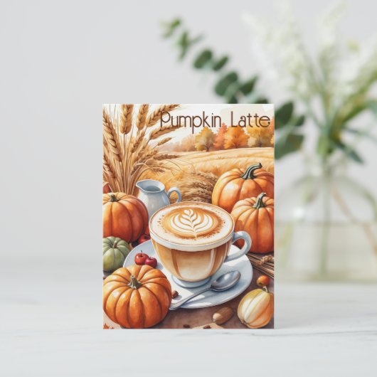Rustieke herfstoogst Pumpkin Spice Latte Briefkaart (Staand voorkant)