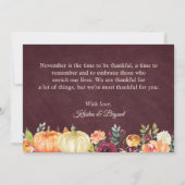 Rustieke herfstpompoen bordeauxrode bloemenslinger bedankkaart (Achterkant)