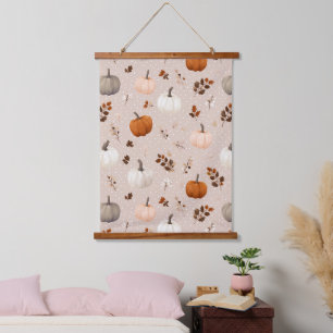 Rustieke herfstpompoenen & herfstbladeren hangend wandkleed