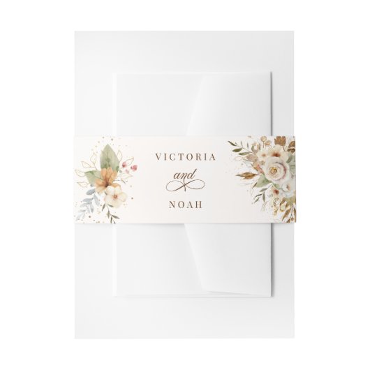 Rustieke herfstrozen botanisch schrift uitnodigingen wikkel (Voorkant Voorbeeld)