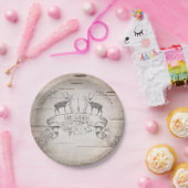 Rustieke herten en takken berken bruiloft receptie papieren bordje (Feest)