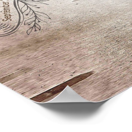 Rustieke herten- en takken berkenhouten huwelijksb poster (Hoek)