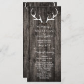 Rustieke herten gewei & gesneden hart bruiloft pro programma (Voorkant / Achterkant)