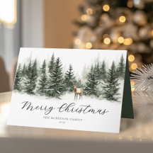 Rustieke herten watercolor Kerstkaart