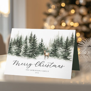 Rustieke herten watercolor Kerstkaart Feestdagen Kaart