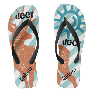 Rustieke  Herten Zon en Stripes Pattern Teenslippers