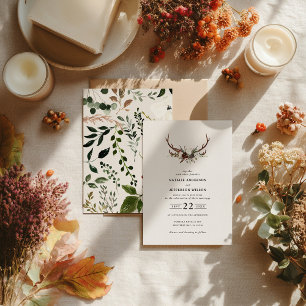 Rustieke hertenfloralen bruiloft Boho bos bruiloft Kaart