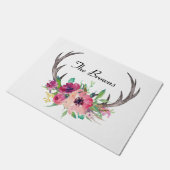 Rustieke hertengewei met aangepaste naam deurmat (Schuin)