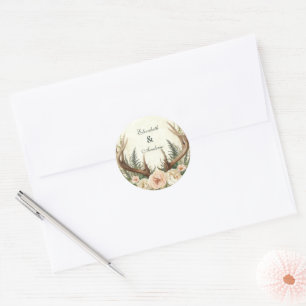 Rustieke hertshoorn bosland ronde sticker