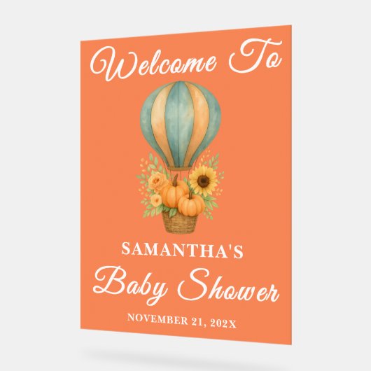 Rustieke Hete Luchtballon Herfst Baby shower Welko Acryl Bord (Hoek)