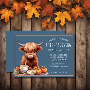 Rustieke Highland Koe Friendsgiving Uitnodiging