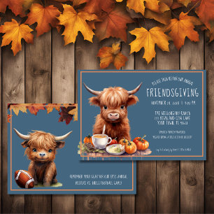 Rustieke Highland Koe Friendsgiving Uitnodiging