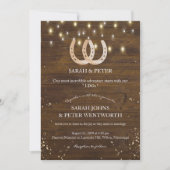 Rustieke Hoefijzer String Lights All-in-One Weddin Kaart (Voorkant)