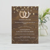 Rustieke Hoefijzer String Lights All-in-One Weddin Kaart (Staand voorkant)