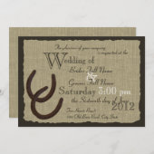 Rustieke Hoefijzers en Burlap Wedding Kaart (Voorkant / Achterkant)
