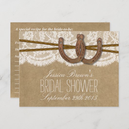 Rustieke Hoefijzers Vrijgezellenfeest Recept Kaart (Voorkant / Achterkant)