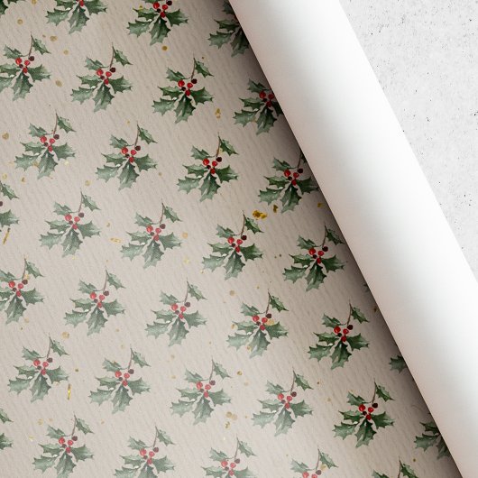 rustieke Holly Berry kerst Cadeaupapier