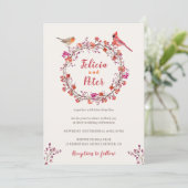 Rustieke Holly Berry krans vogels Kerst bruiloft Kaart (Staand voorkant)