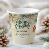 Rustieke Holly en Pine Kerstmis Papieren Bekers