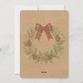 Rustieke Holly Krans Rood Zwart Geruite Boog Feestdagenkaart (Achterkant)