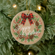 Rustieke Holly Krans Rood Zwart Geruite Boog