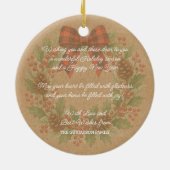 Rustieke Holly Krans Witte Zwarte Geruite Boog Keramisch Ornament (Achterkant)