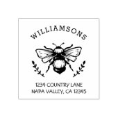 Rustieke hommel | Achternaam Retouradres Rubberstempel (Afrduk)