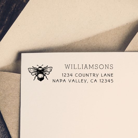 Rustieke hommel | Achternaam Retouradres Zelfinktende Stempel