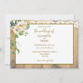 Rustieke Honeyed Pine Wedding Kaart (Voorkant)