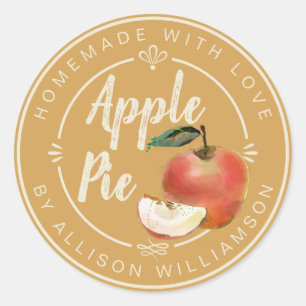 Rustieke honing gouden zelfgemaakte appel taart ronde sticker