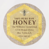 Rustieke honingpotlabel honingbij & imkernaam labels (Design 1)